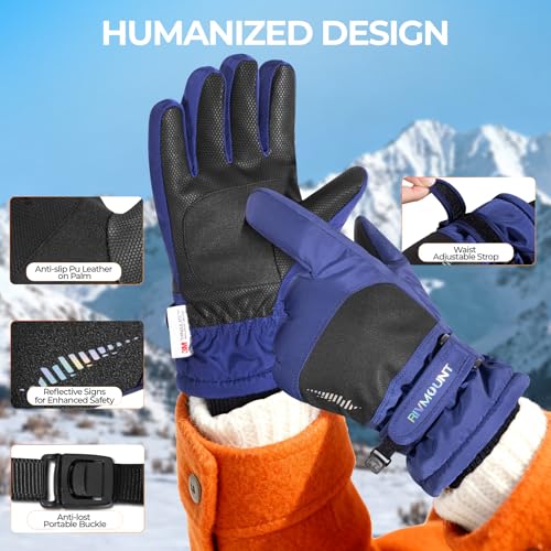 rivmount Kids 3M Winter Ski Snowboarding Snow Gloves Warm Thermal Waterproof Windproof Touchscreen for Boys Girls in Cold ...