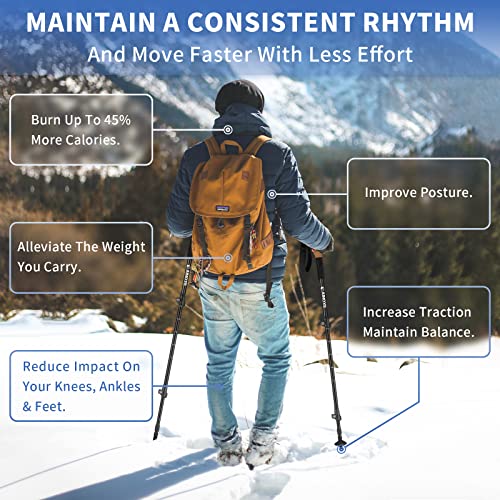 Aihoye Trekking Hiking Poles - 2 Pack Adjustable Walking Sticks, Collapsible Lightweight Aluminum 7075, Hiking Sticks with...