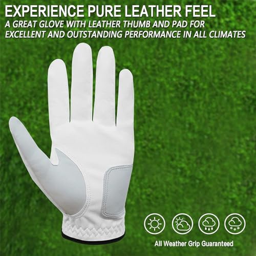 FINGER TEN Golf Gloves Men Value 5 Pack for Left Right Hand, Comfortable Soft & All Weather Grip Mens Golf Glove, Sizes S ...