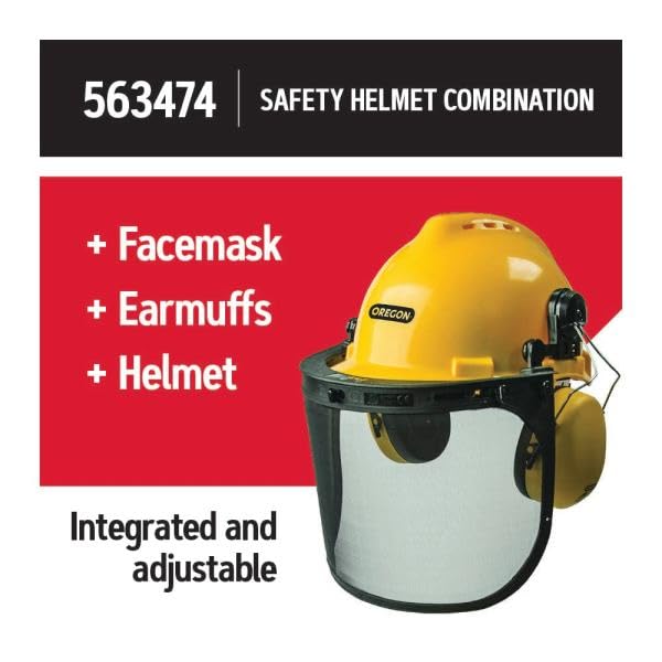 Oregon Chainsaw Safety Protective Helmet with Visor Combo Set, Yellow