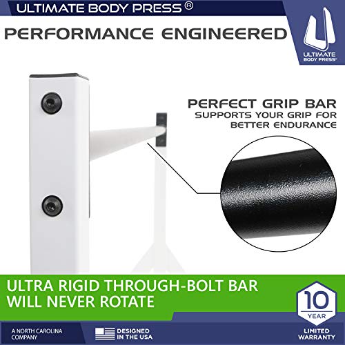 Wall or Ceiling Mount Pull Up Bar with 48” Straight Bar and 22” Risers, Double Wall Mounting Plates Fit 16” or 24” Studs a...