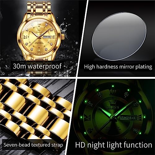 OLEVS Classic Men Watches with Date,Stainless Steel Man Watch with Date, Bussiness Watches for Men,Luminous Quartz Mens Wa...