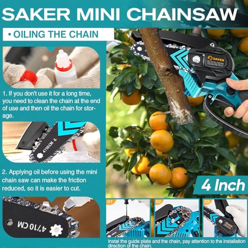 Saker Mini Chainsaw,Portable Electric Chainsaws Cordless,Handheld Chain Saw Pruning Shears Chain Saws for Tree Branches,Co...