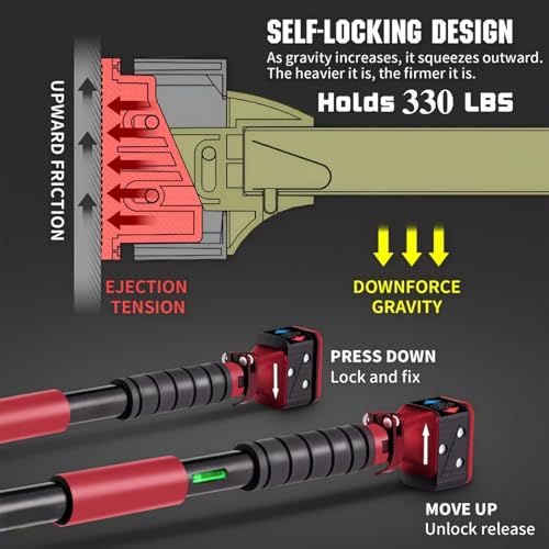 Pull Up Bar for Doorway, Adjustable Chin Up Bar with Smart Lock Mechanism, No Screws Strength Training Equipment for Home ...