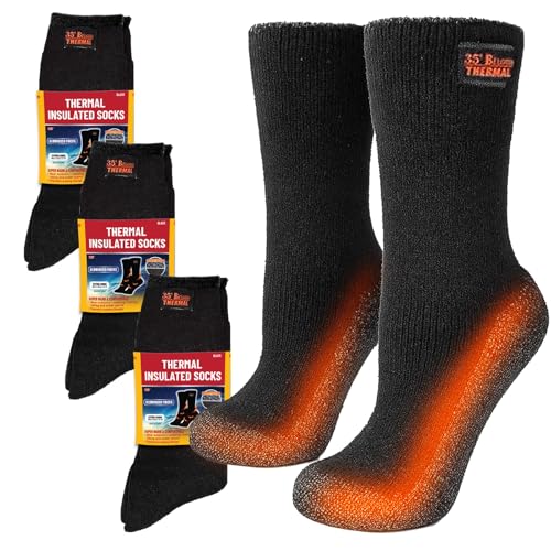 35° BELOW Thermal Insulated 1 or 3 Pk Socks for Men and Women, Designed with Soft Aluminized Loops to Keep Feet Warm and Cozy