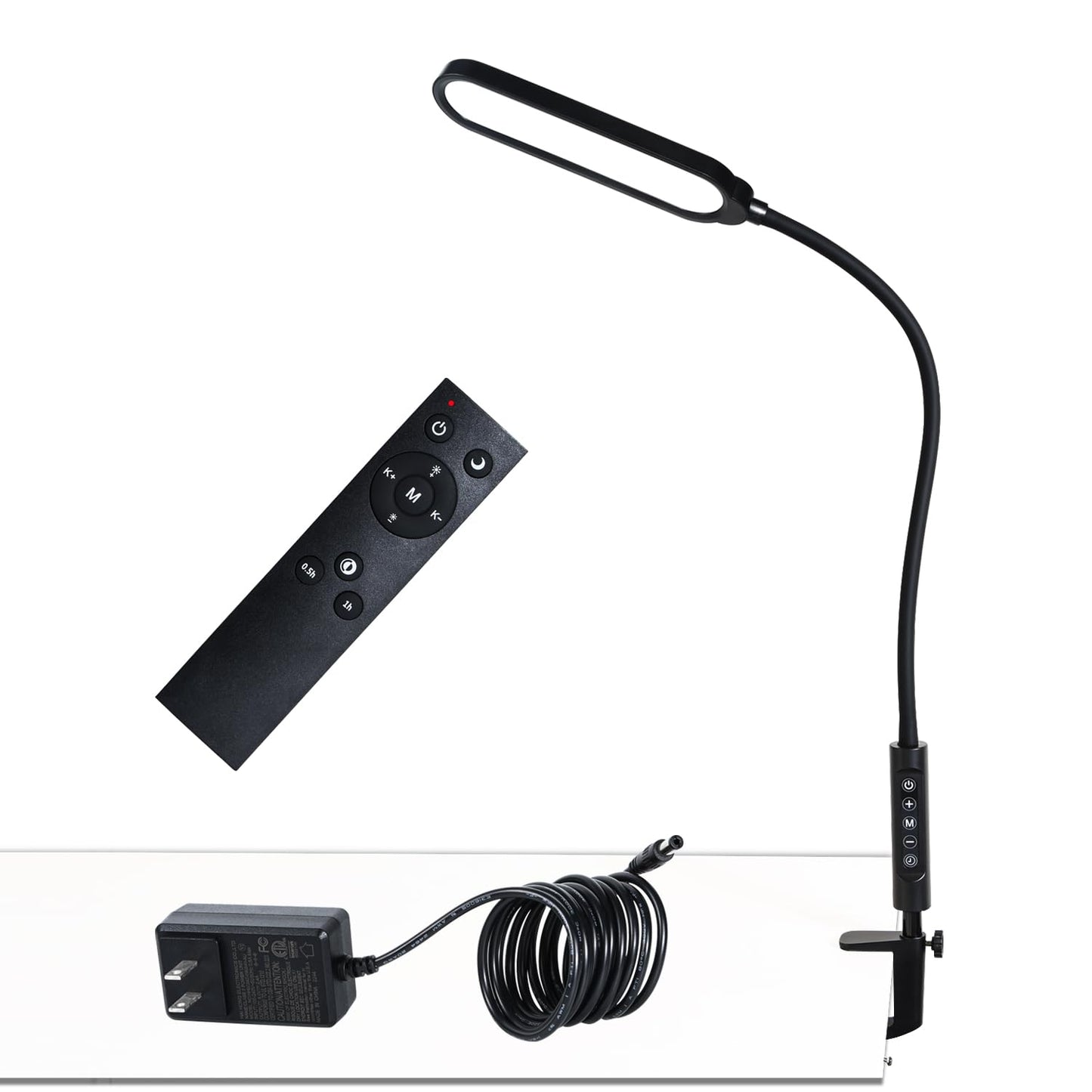 CeSunlight Clamp Lamp, Ultra Bright 18W, CRI>95, 3000 LMS, 3 Color Modes, Large, Ink Black, Model G03