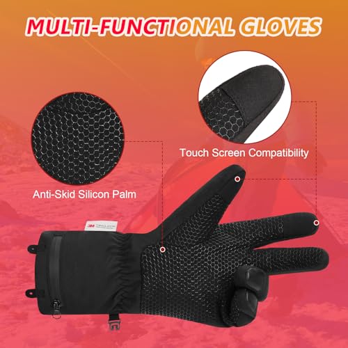 Hinsole Heated Gloves for Men Women, Upgraded Rechargeable Winter Work Sports Gloves, Touchscreen-Friendly, Rapid Heat