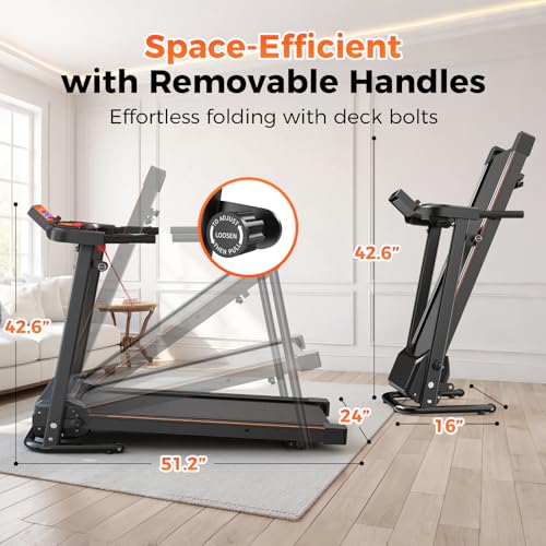 Lastforever Walking Treadmills with Extended Handrails, 2.5HP Quiet Motor, Heart Rate Monitor, 310 lbs Capacity, Treadmill...