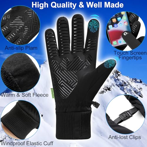 weiatas Winter Warm Gloves for Men Women Waterproof, Touchscreen Cold Weather Gloves for Cycling Driving Hiking Running Wo...