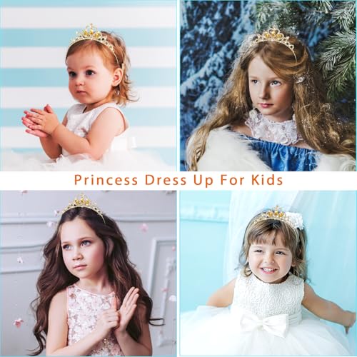 Molain 2Pcs Princess Crown Tiara, Girls Headband Hair Hoop with Rhinestone Crystal Pearl, Head Crown for Women Girls Weddi...