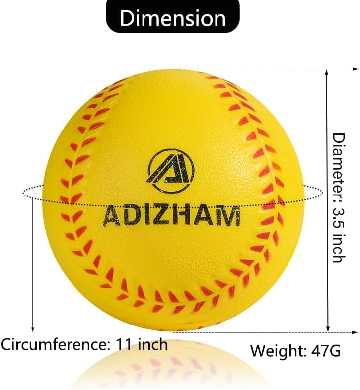 Practice Foam Baseballs - 11 inch Softballs for Youth Beginners, Perfect for Batting and Fielding Training, Pack of 6 with Mesh Bag Included