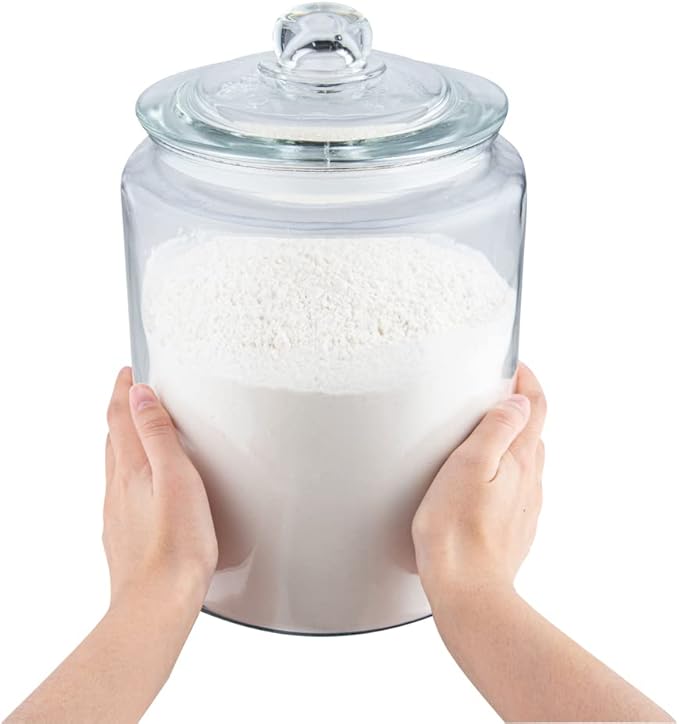 Restaurantware Glass Storage Containers - 1 Count 6 Liter Airtight Kitchen Canisters - Pantry Jars With Lids For Food - Clear Crystal Glass
