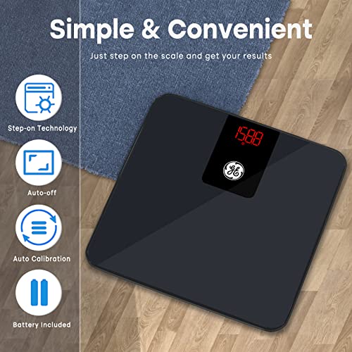 GE Digital Bathroom Scale for Weight, Smart Bluetooth Body Weight and BMI, Electronic Black Weighing Scale for Bath Home, ...
