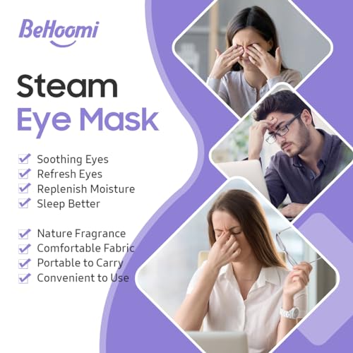BeHoomi Steam Eye Mask, 10 Packs Heated Eye Mask, Self Heating Disposable SPA Warm Compress for Eyes Sleep Mask, Travel Es...