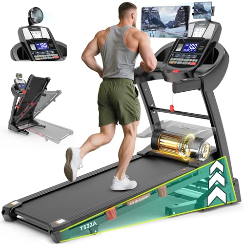 Treadmill with 15% Auto Incline 400lbs Capacity, 5.1HP Folding Treadmill Running Machine for Home with Safety Handle, 0.6-...