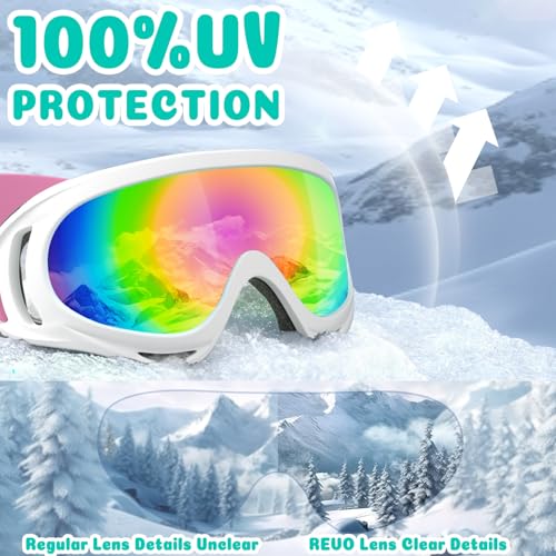COOLOO 3 Pack Kids Ski Goggles, Anti-fog Snowboard Goggles with UV400 Protection, Snow Goggles for Boys Girls Youth Men Women