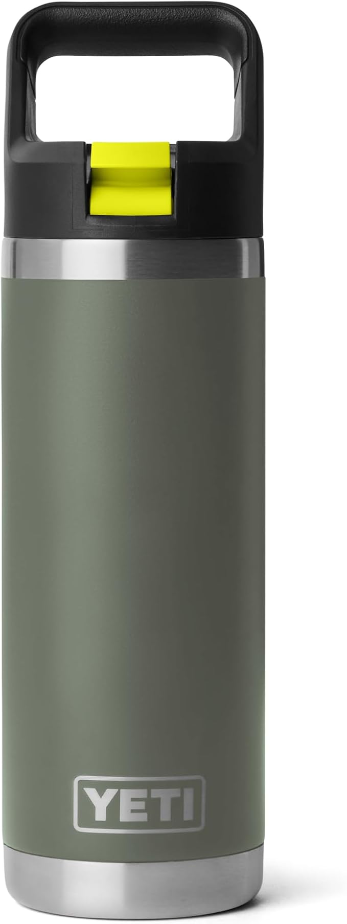 YETI Rambler 18 oz Bottle, Vacuum Insulated, Stainless Steel with Color Matching Straw Cap, Camp Green/Firefly Yellow