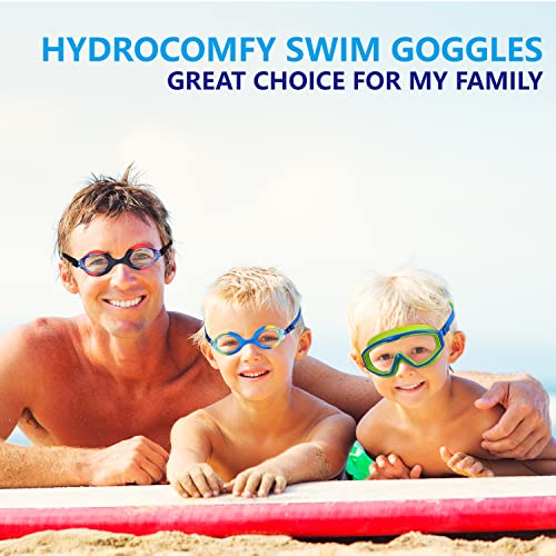 HYDROCOMFY Kids Goggles Swimming 4-7,Kids Goggles Fabric Strap,Wide View Swimming Goggles for Toddler