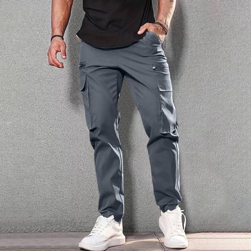 Baggy Pants for Men Drawstring Elastic Waist Fashion Parachute Cargo Pants Straight Leg Athletic Lightweight Joggers Trousers