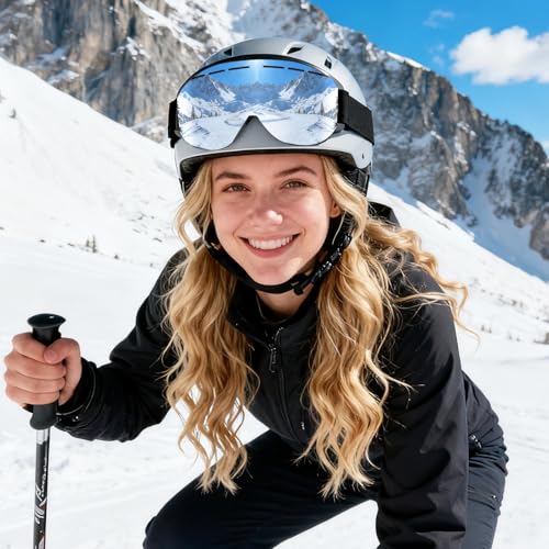 VCOROS Ski/Snowboard Goggles Men Women Anti Fog OTG Snow Goggles Skating Skiing Snowmobile Cylindrical Removable Lens