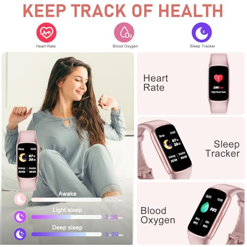 Moremore Fitness Tracker with 24/7 Heart Rate, Sleep Tracker, Step Tracker, Calorie Tracking, IP68 Waterproof Activity Tra...