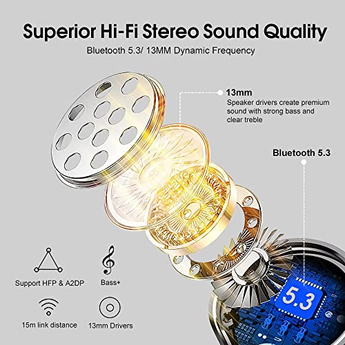 OYIB Wireless Earbuds, Bluetooth 5.3 Headphones with 4-Mics ENC Clear Call, Bluetooth Earbuds Touch Control 25Hour Stereo ...