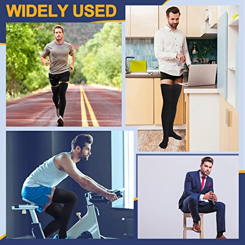Zhanmai 2 Pairs Thigh High Men's Compression Socks 20-30 Mmhg Compression Stocking with Silicone Grip Men's Dress Socks (...