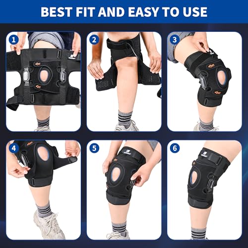 Plus Size Knee Braces for Knee Pain, Adjustable Knee Brace for Men and Women with Dual Removable Metal Hinges, Hinged Knee...