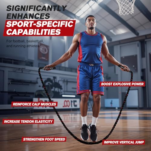 HPYGN Jump Rope, Weighted Jump Rope for Men women, 2.8lb 3.8lb 5lb Heavy Skipping Rope for Exercise, Adult Jumpropes for H...
