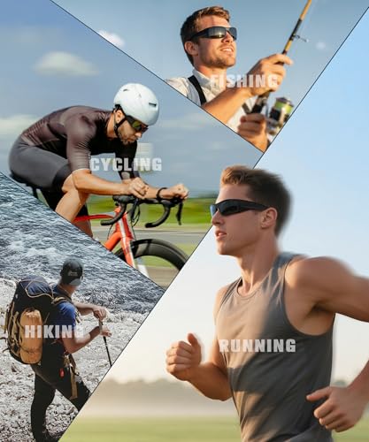QALLY Sports Sunglasses-Men Polarized Mens-Sunglasses: Wrap Around Sun Glasses for Cycling Fishing with UV400 Protection