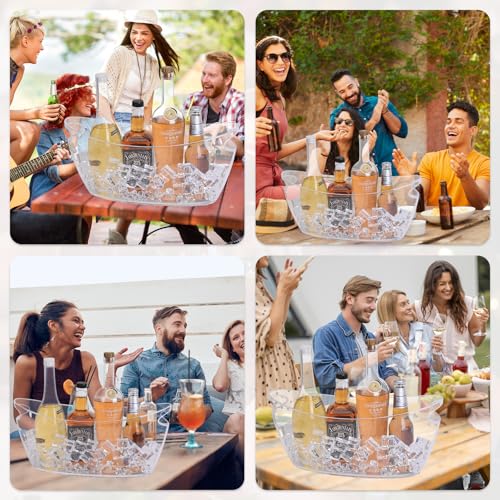 2-Pack Clear Ice Bucket Set – Beverage Tub & Champagne Bucket,Perfect for Mimosa Bar Supplies,Ice Buckets for Parties,and ...