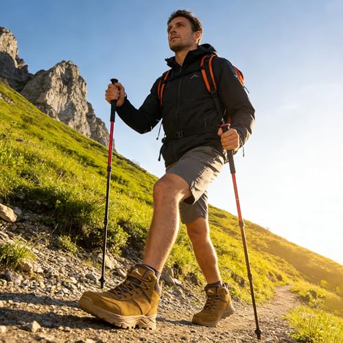 HARENCE Men's Waterproof Hiking Boots Lightweight Slip-Resistant Ankle Support for Trekking Walking
