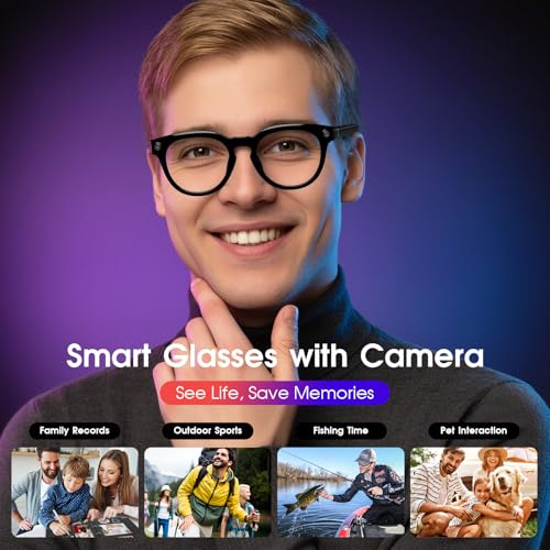 padom AI Smart Glasses with Camera 4K, 1080p HD Video Recording Glasses, 8MP Bluetooth Sunglasses for Men & Women, Al-Powe...