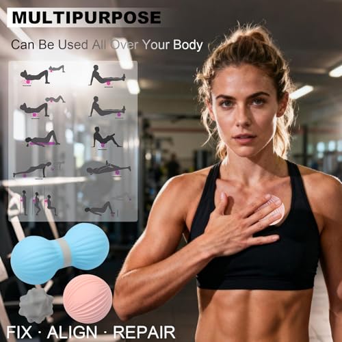 HODEMI Massage Ball Set with Spiky Ball, Lacrosse Ball and Peanut Roller for Deep Tissue Muscle Massage, Myofascial & Trig...