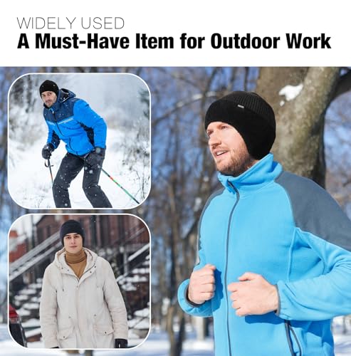 Wmcaps Winter Fleece Line Beanie with Earflap for Men Women, Outdoor Warm Thermal Knitted Hat Stocking Caps