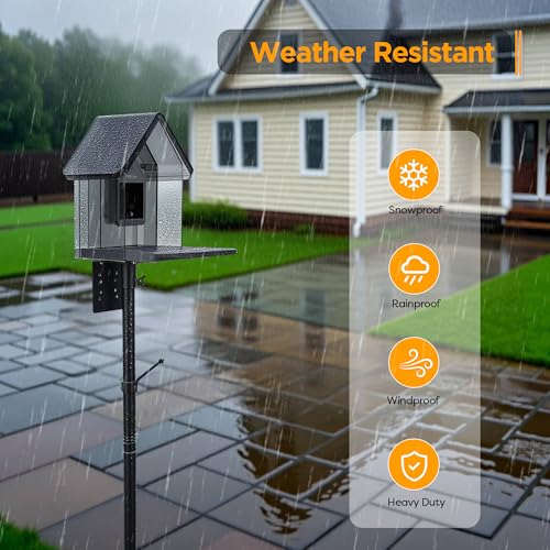 Vakiav Bird House Pole Kit, Heavy-Duty Adjustable Pole for Outdoors with 5 Prongs Base,Metal Universal Support Pole for Bi...