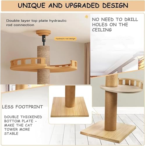 Cat Tree Floor to Ceiling,Cat Tree Height Adjustable from Floor to Ceiling（92“-108”）, Tall Climbing Tree, Equipped with Scraping Pillars, Comfortable Bed, Observation Deck, Space Capsule