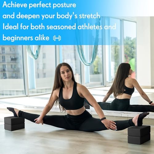 RoundFunny 4 Pack Yoga Blocks Non Slip Pilates Brick Foam Blocks Pilates Dance Gymnastics Workout Fitness Props Tool for S...