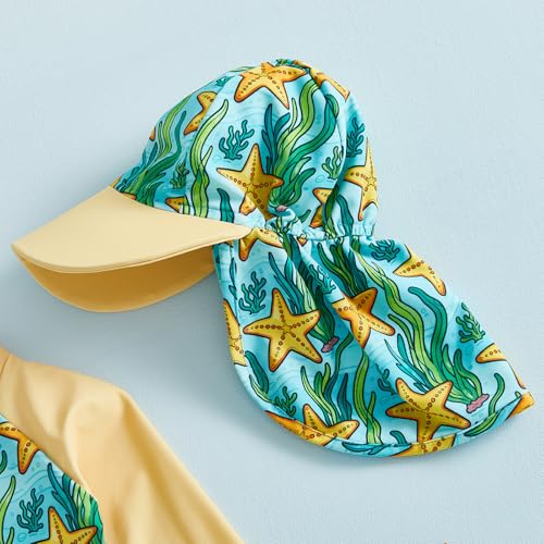 mlpeerw Toddler Baby Boy Swimsuit Long Sleeve Zipper Rash Guard Swimwear Infant Bathing Suit and Swim Cap Cute Beach Outfits