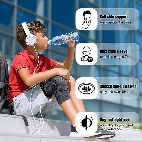 NEENCA Kids Knee Brace Sleeve, Youth Knee Compression Sleeve for Children - Boys & Girls. Child Knee Support with Patella ...