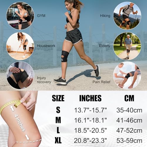 NEENCA Knee Brace for Knee Pain, Compression Knee Support with Air Mesh Fabric, Adjustable Knee Wrap with Side Stabilizer...