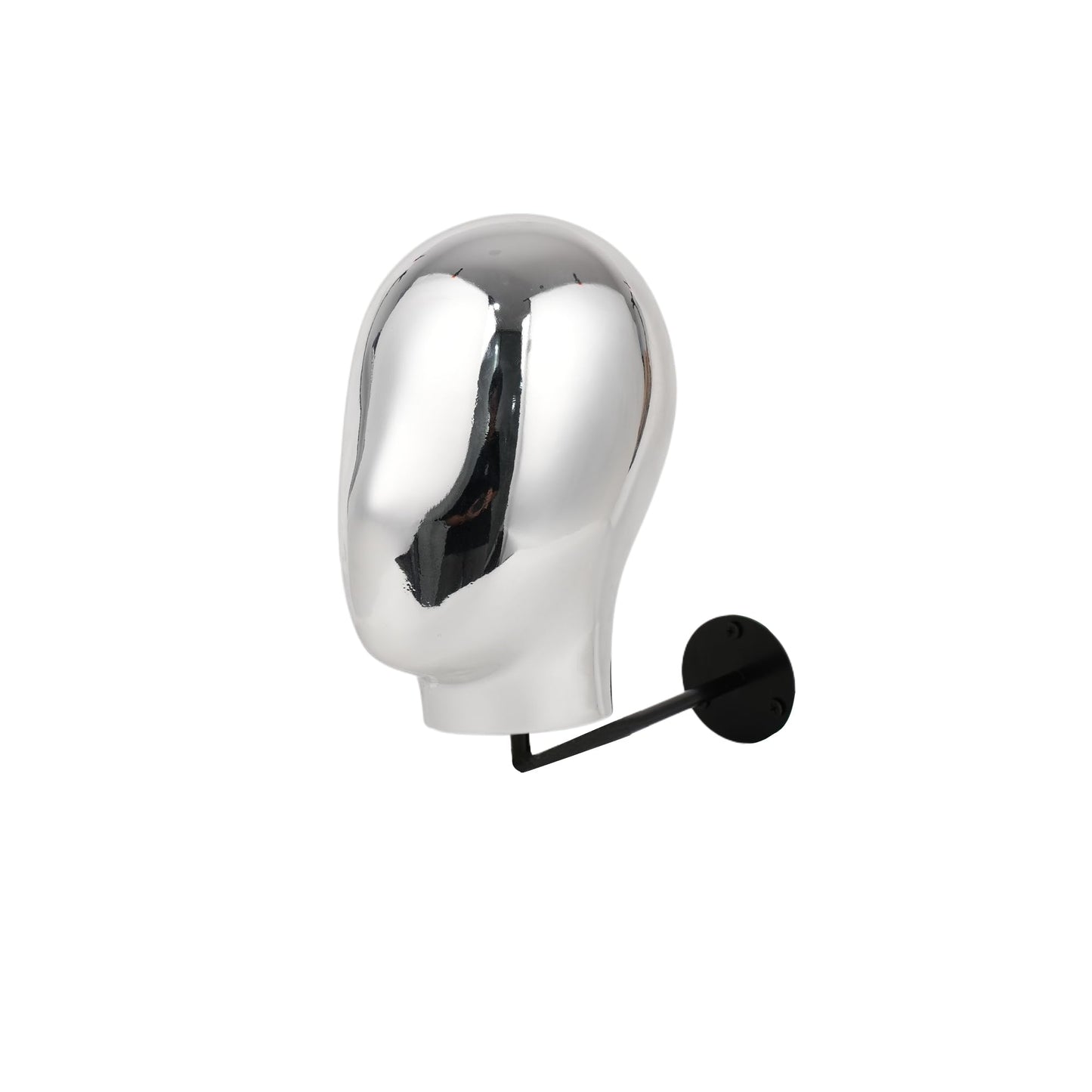 Silver Wall Mounted Mannequin Head for Wig and Hat Display