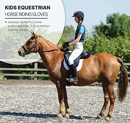 Amoy Kids Horse Riding Gloves Breathable Children Equestrian Horseback Anti-Slipping Boys & Girls Youth Outdoor Biking Cyc...