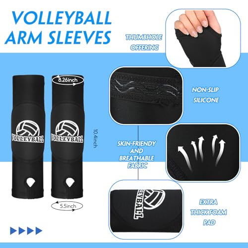 Vabean 8 Pcs Volleyball Accessories,Include Volleyball Arm Sleeves Knee Pads Sport Hair Scrunchies Sweat Band Drawstring B...
