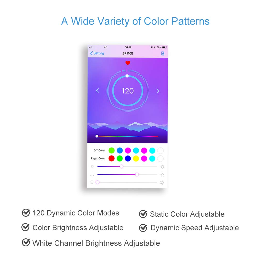 Alitove Ws2812B Led Bluetooth Controller, Sp110E, Wireless Remote, Dc 5V-12V, Rgb For Sk6812, Programmable Dream Color Pixel