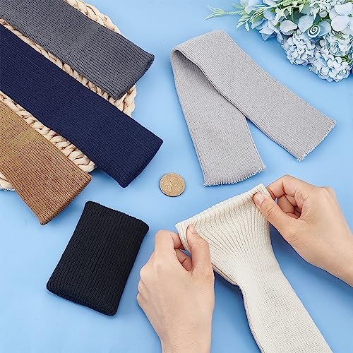 BENECREAT 6 Colors Knit Cuff Sleeve Ribbing Cuff Fabric, 15.7x2.75" Tubular Rib Cuffing Replacement for Waistband Leg Arms...