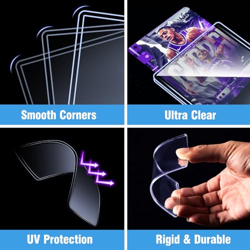 32ct Topload for Cards, JIQEZNL 35pt Hard Card Sleeves, 3" x 4" Card Sleeves Hard Plastic, Card Sleeve for Trading Cards, ...
