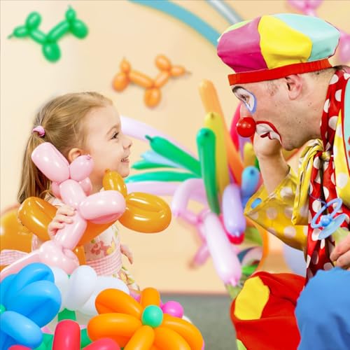 100 Pcs 260Q Balloons Kit with Pump - Kids Premium Latex Twisting Long Balloons to Make Animals Flowers, Fun Rainbow Ballo...