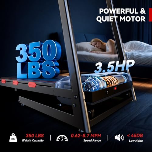 8.7MPH Treadmills for Home, 0%-15% Incline Walking Pad Treadmill with Auto-Folding, 3.5HP Wide Running Area Supports Up to...