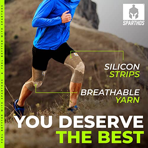 Sparthos Knee Compression Sleeves by (Pair) – Joint Protection and Support for Running, Sports, Knee Pain Relief – Knee Br...